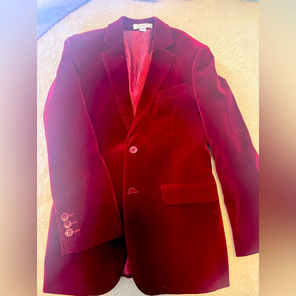 Boys size 8 red velvet blazer